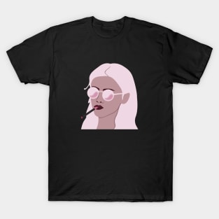 Badass Girl Smoking Pink Cigar T-Shirt